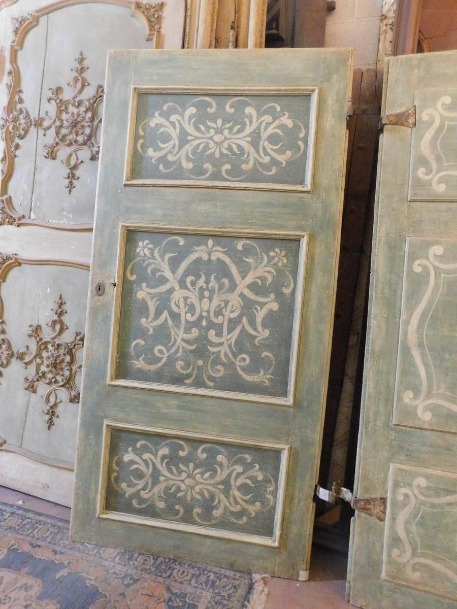 photo furniture Set Of 2 Big Interior Doors, Richly Painted With Frame And Overdoor, Italy