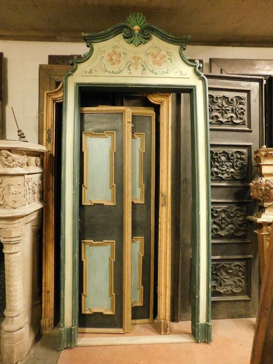 Portal Frame In Lacquered Wood With Floral And Leaf Paintings, Italy photo for sale