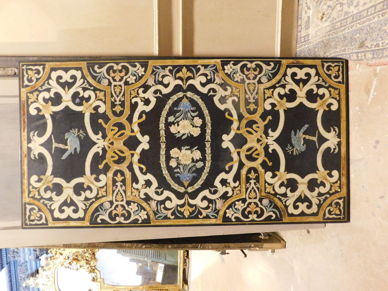 Inlaid Panel In Scaiola, Table Top With Rich Inlays, Rome Italy photo for sale