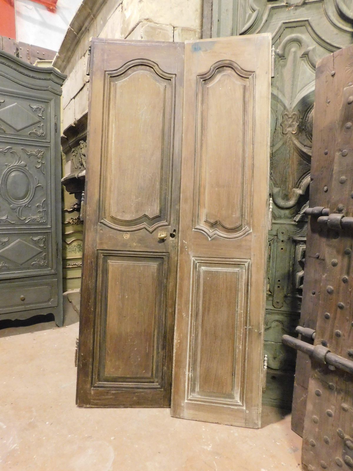 Set Of 7 Double Wing Doors, Carved In Walnut, Italy photo for sale