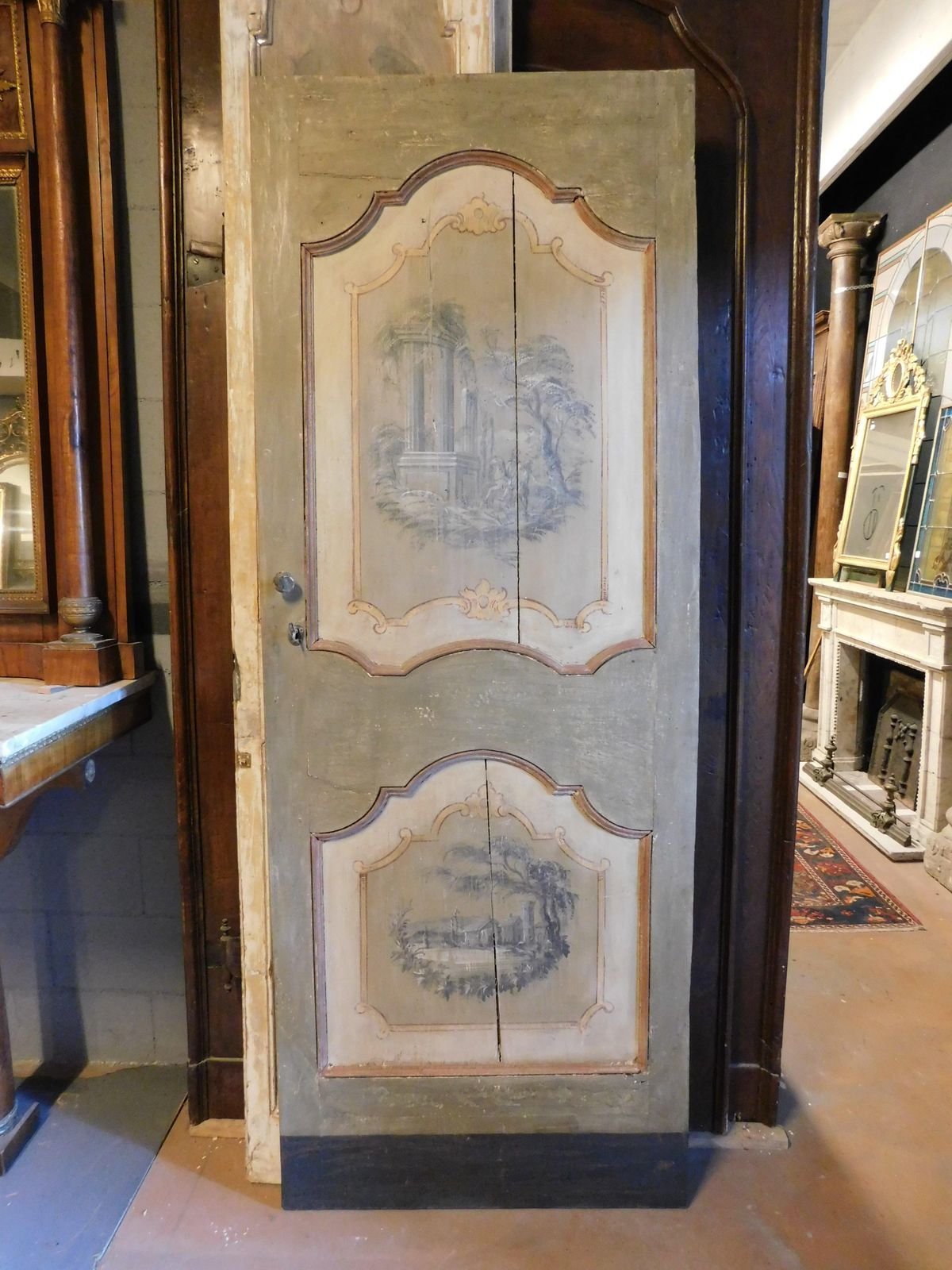 Interior Wooden Door Painted With Landscapes, Italy photo furniture