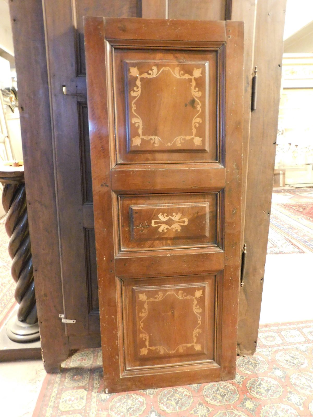 Door, Walnut Panel, Richly Inlaid In Light Wood, Italy photo furniture