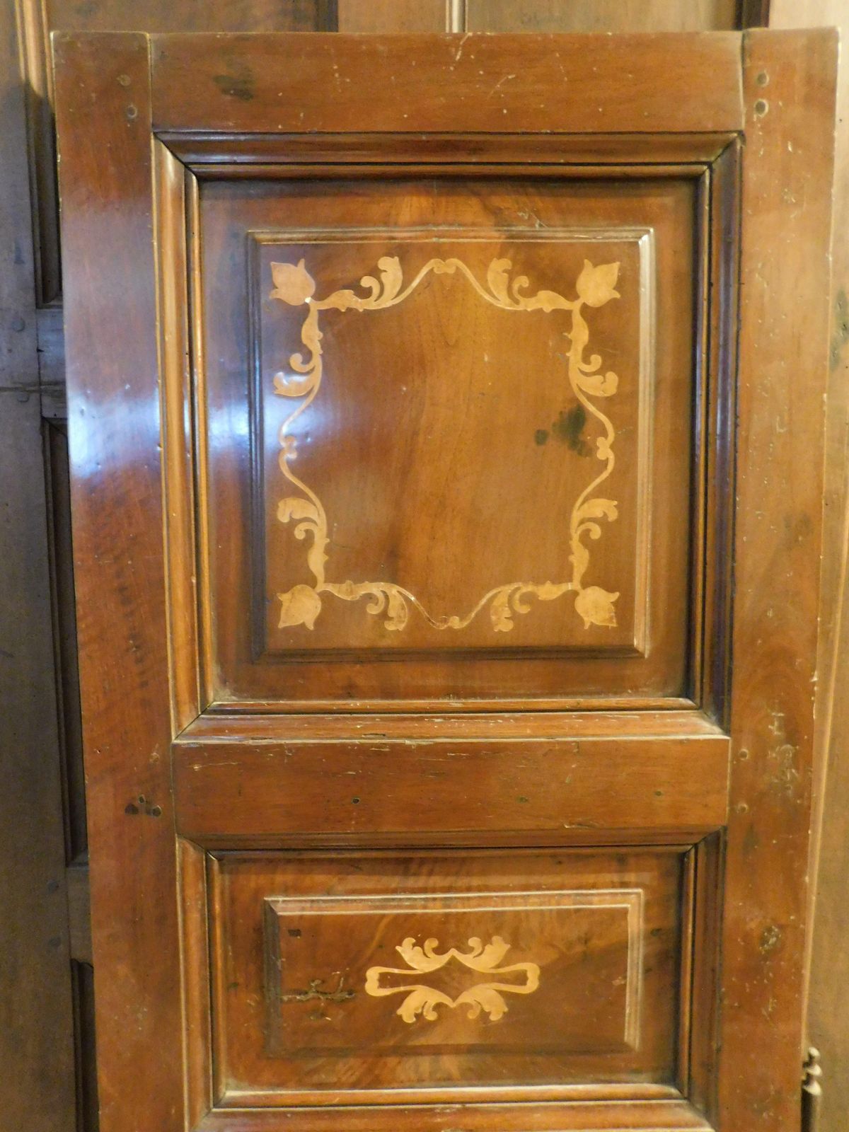 Door, Walnut Panel, Richly Inlaid In Light Wood, Italy photo 1681.0