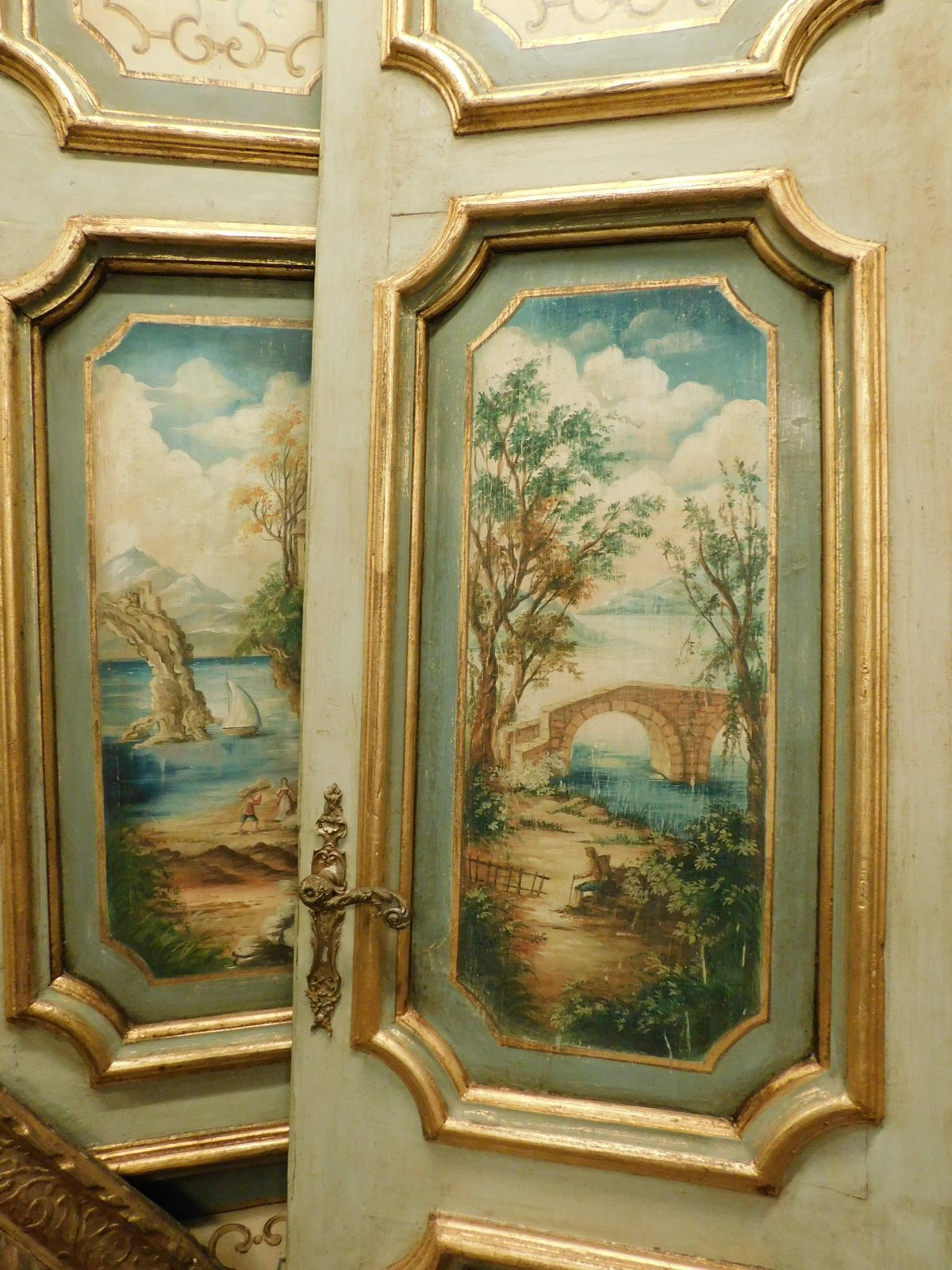 photo furniture N.2 Double Doors In Richly Painted Wood, Lacquered Back, Italy