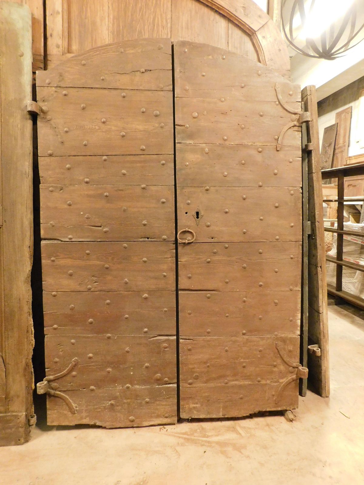 Entrance Door, Main Double Door Rustic, In Chestnut Wood With Nails, Italy photo furniture