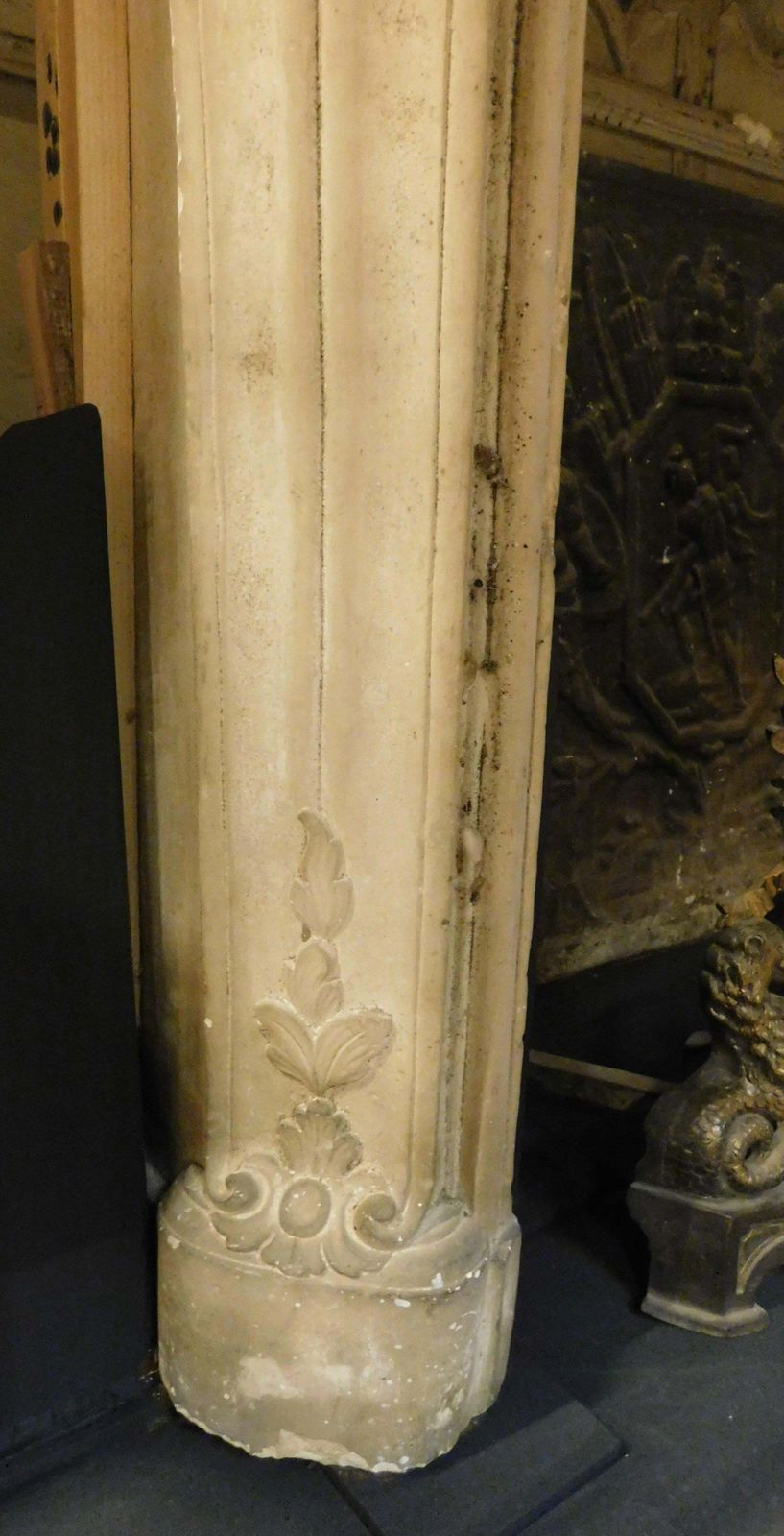 11503.0 Fireplace Mantle In Richly Carved Burgundy Stone And Wavy Shape, Italy photo