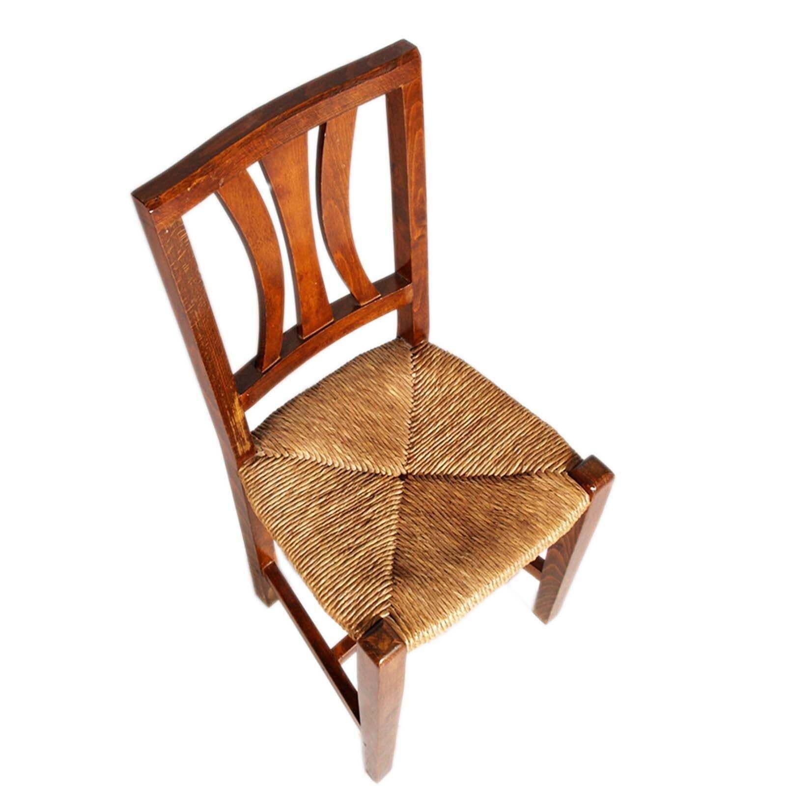 Antique Asolana Chair From The Early 1900s, Walnut With Straw Seat, Wax Polished photo Furniture