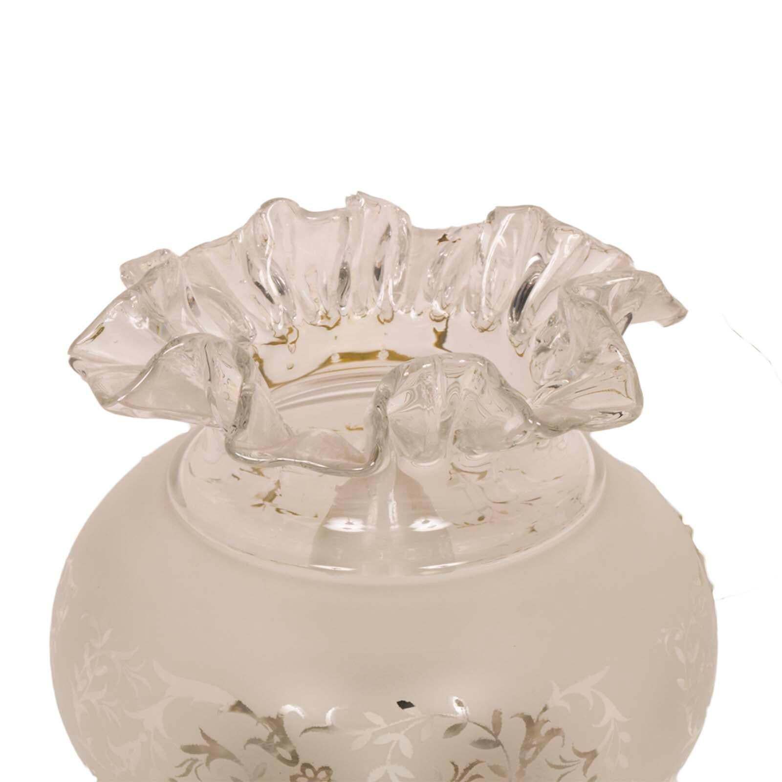 Pair Of Art Nouveau Bedside Table Lamps In Golden Brass & Decorated Murano Glass photo for sale