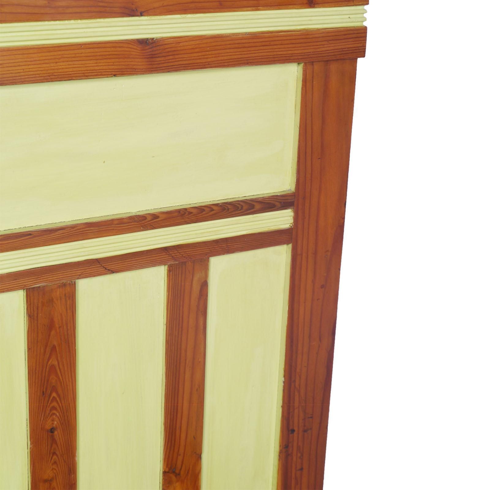 1920s Art Nouveau Country Single Carved And Painted Cherry Bed, Wax Polished photo 2042.0