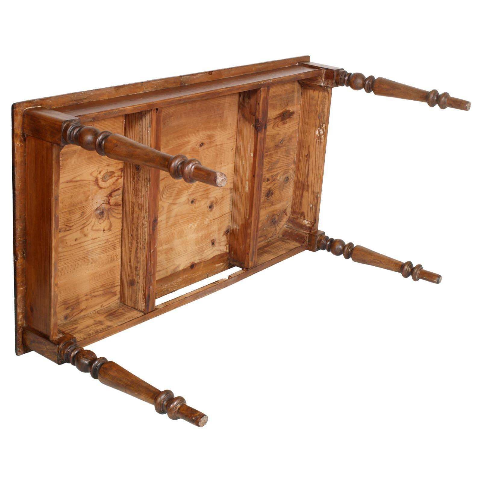 1850s Italian Country Neoclassic Rustic Table Desk, One Drawer, Wax Polished photo buy