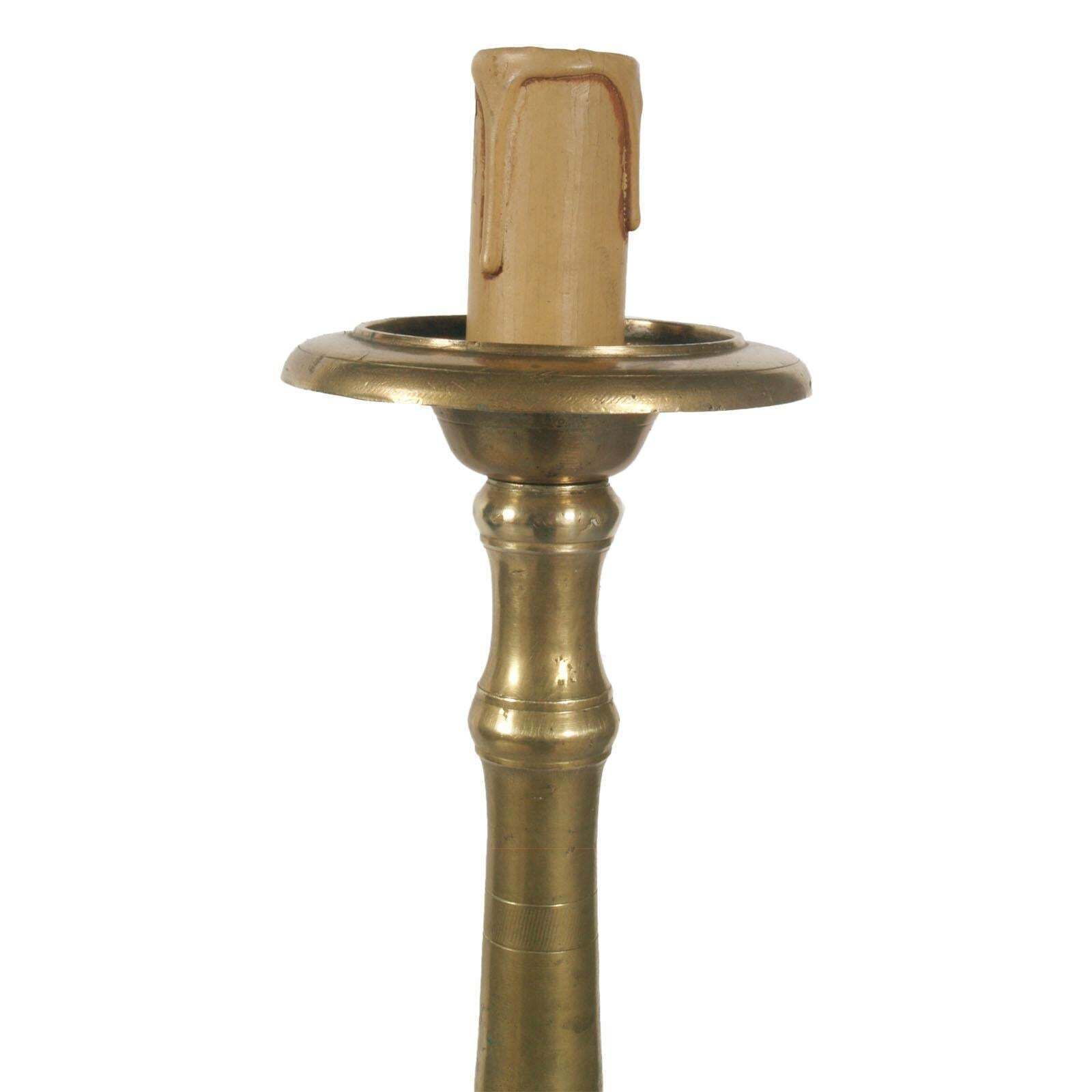 18th Century Antique Lampholder Candelabrum In Gilt Brass With Tripod Stand photo for sale