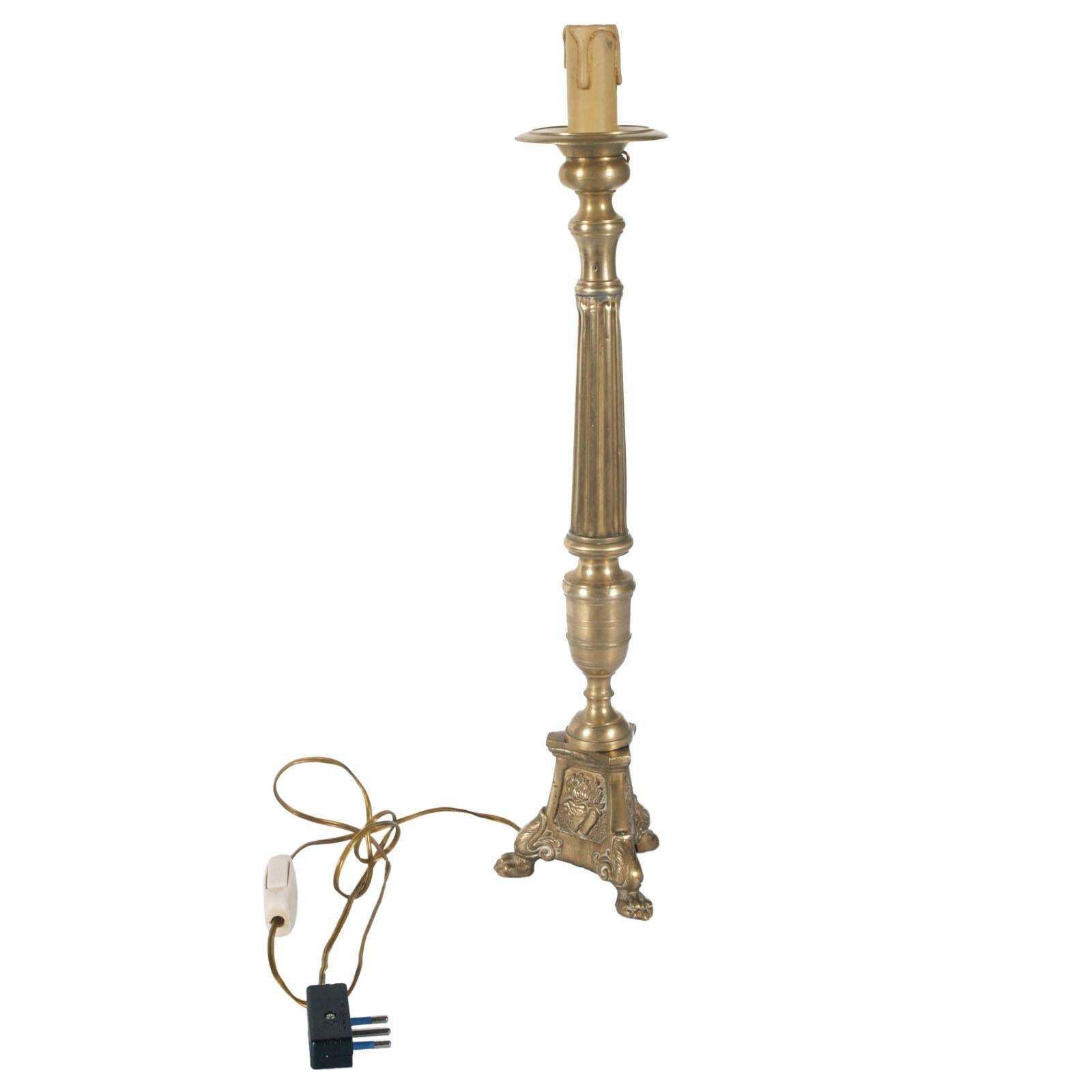 17th Century Antique Original Lampholder Candelabrum In Gilt Bronze photo furniture