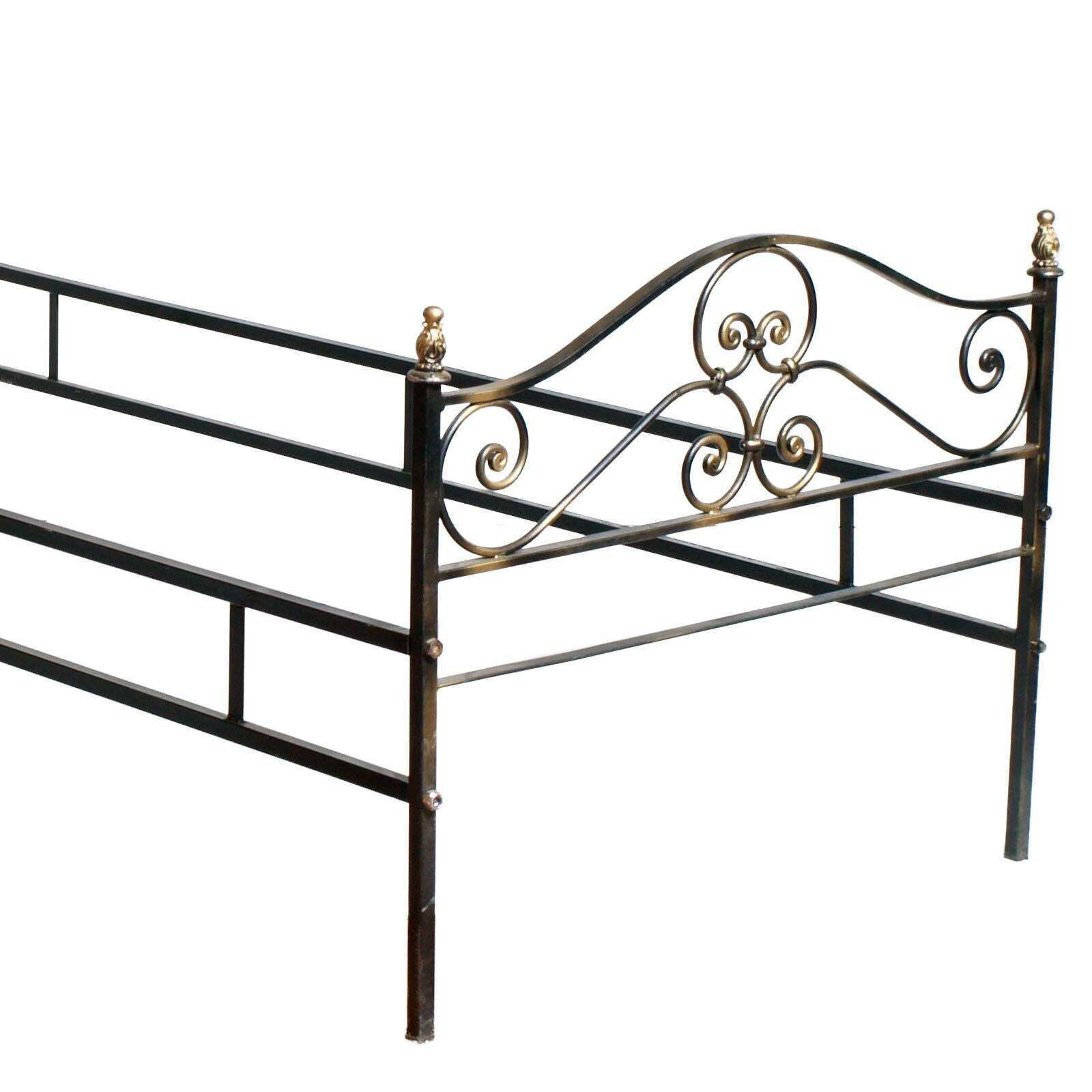 1960s Italian Art Nouveau Single Bed In Painted Wrought Iron, Golden Parts photo for sale