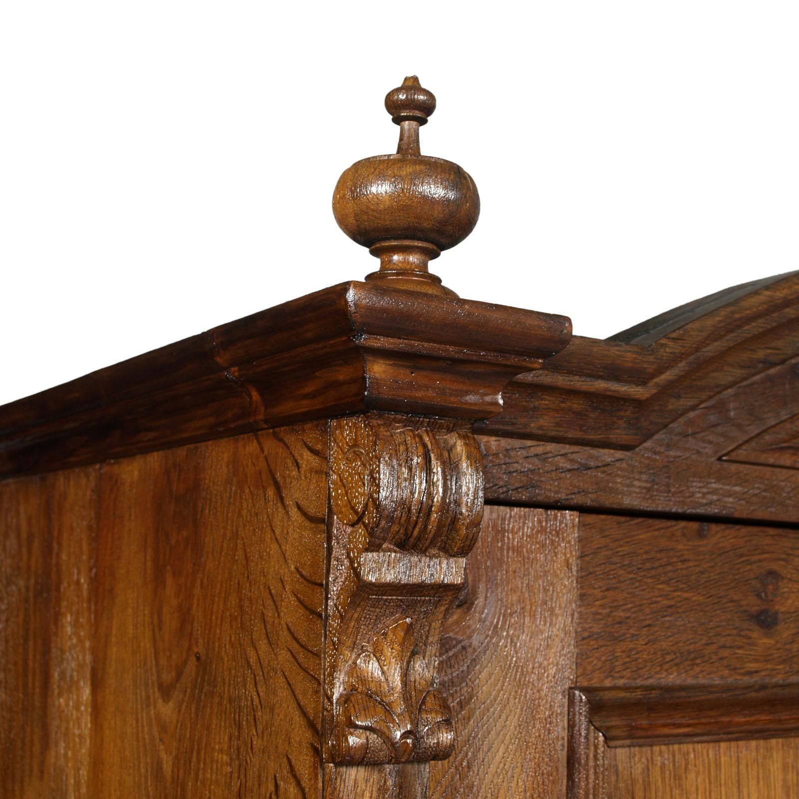 19th Century From Vienna Neoclassic Wardrobe Closet In Massive Oak Wax Polished photo for sale