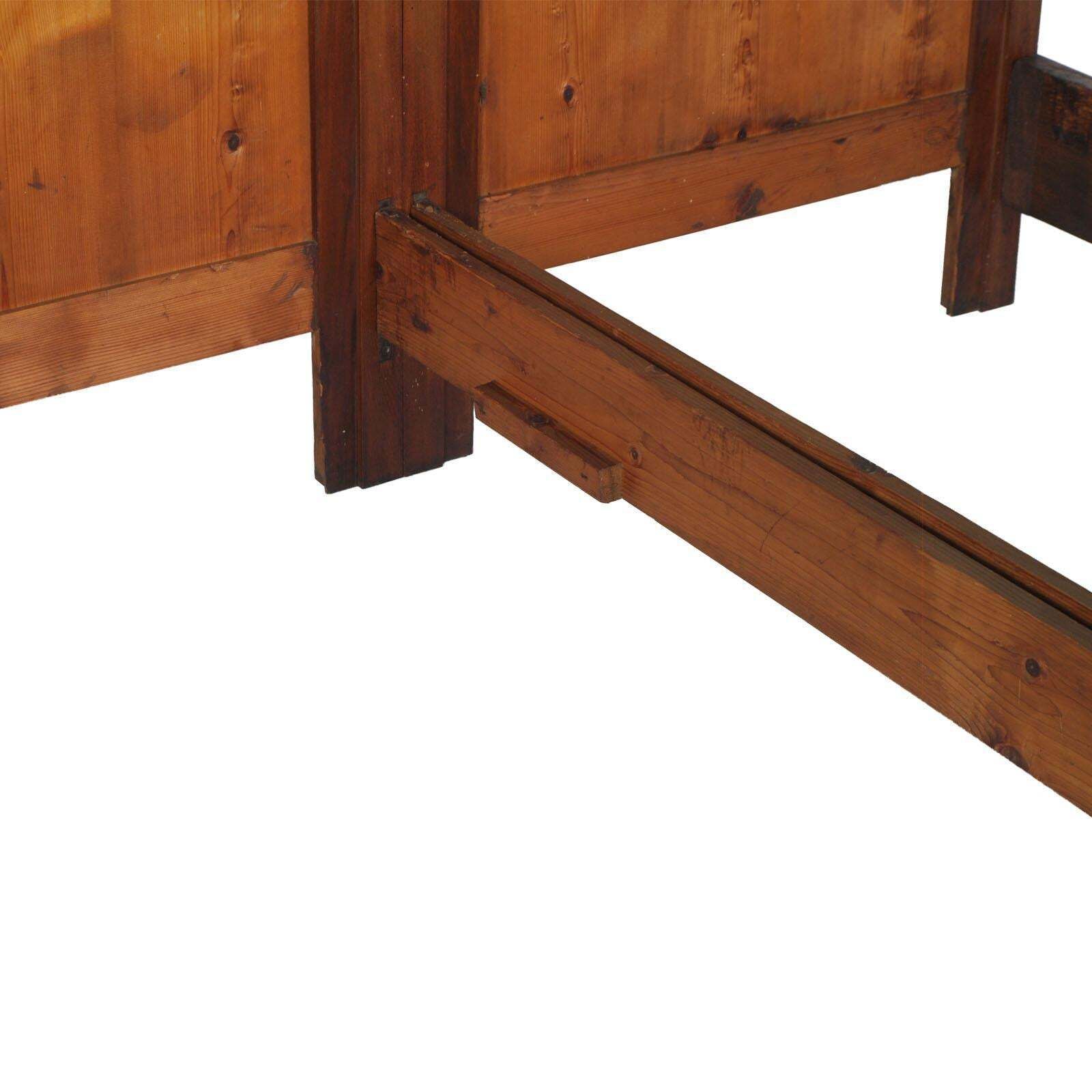 Antique Double Twin Bed, Art Nouveau, In Hand Carved Cherry Wood, Wax Polished photo vintage