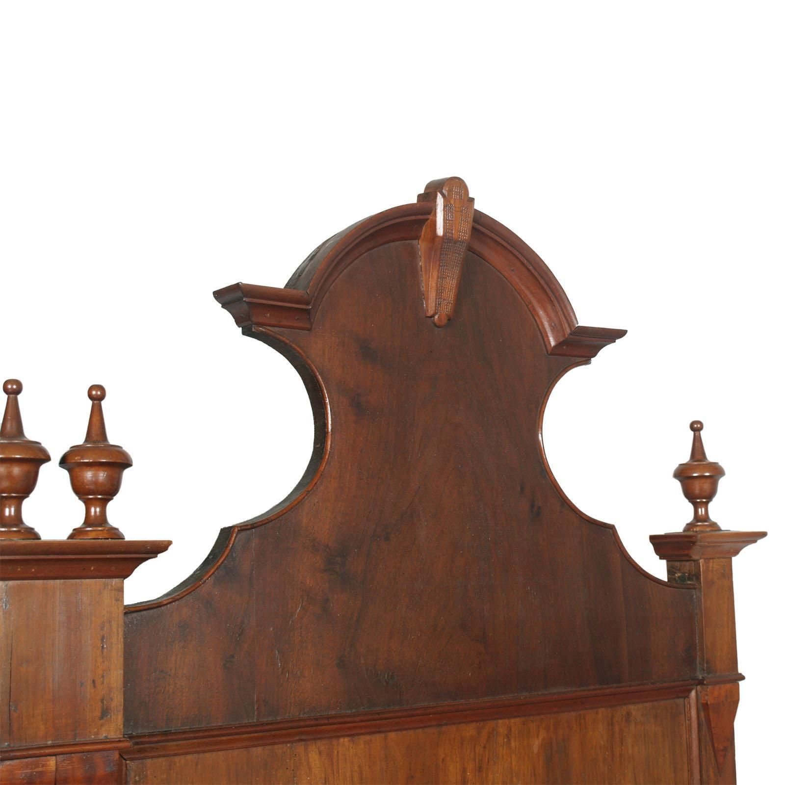 Italy 19th Century Majestic Double Bed In Walnut Restored And Polished To Wax photo furniture