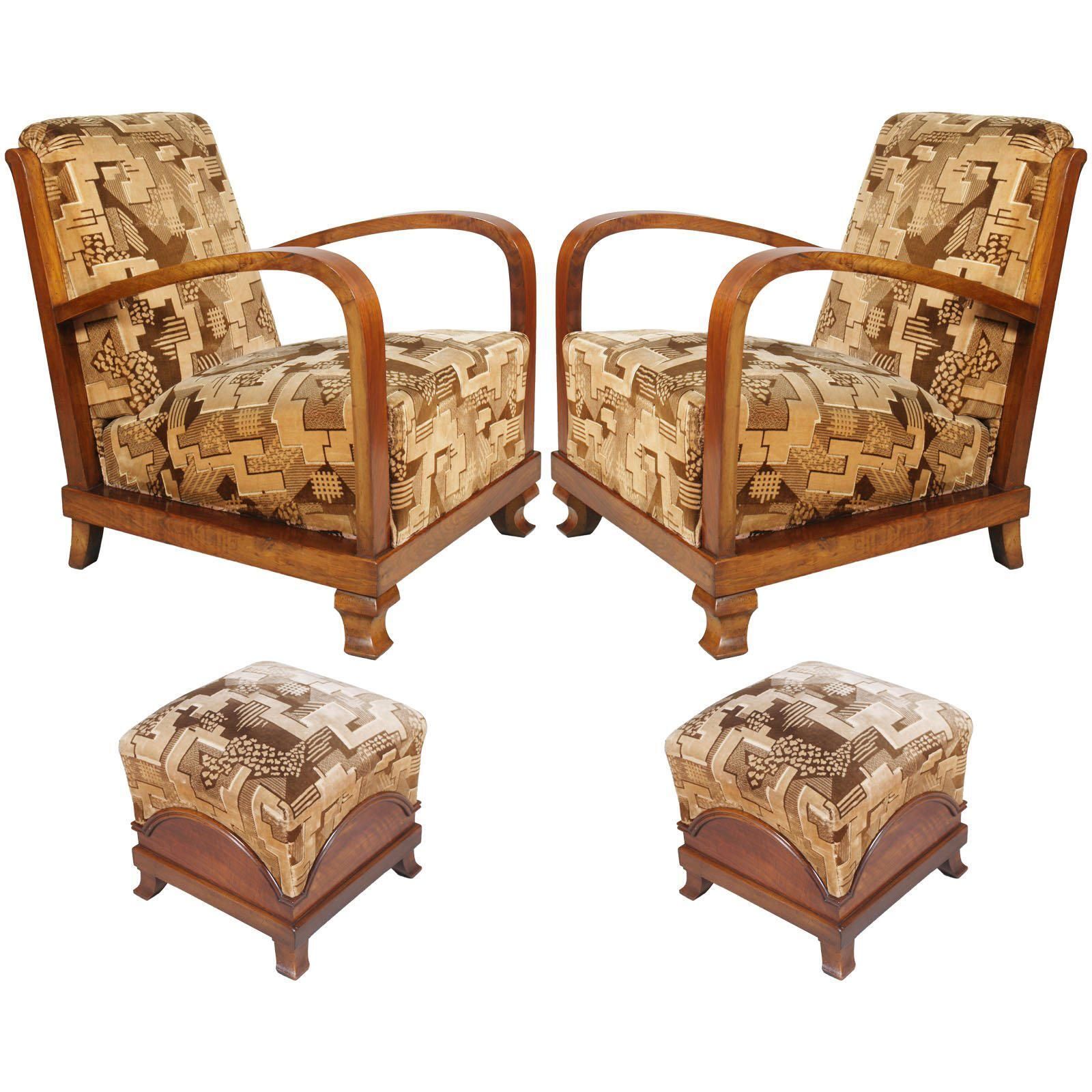 Early 20th Century, Pair Italy Art Deco Armchairs, Fortunato Depero Attributet