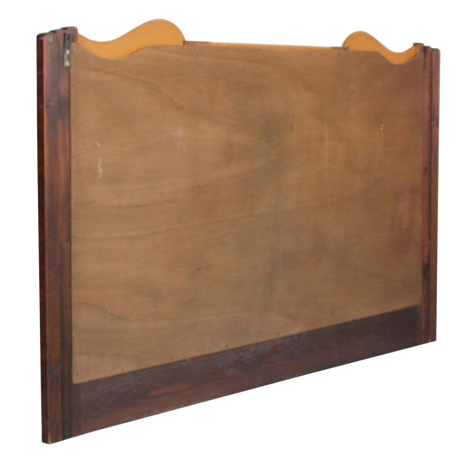 Italy Large Wall Mirror Art Deco, Burl Walnut, Excellent Conditions Wax Polished photo vintage
