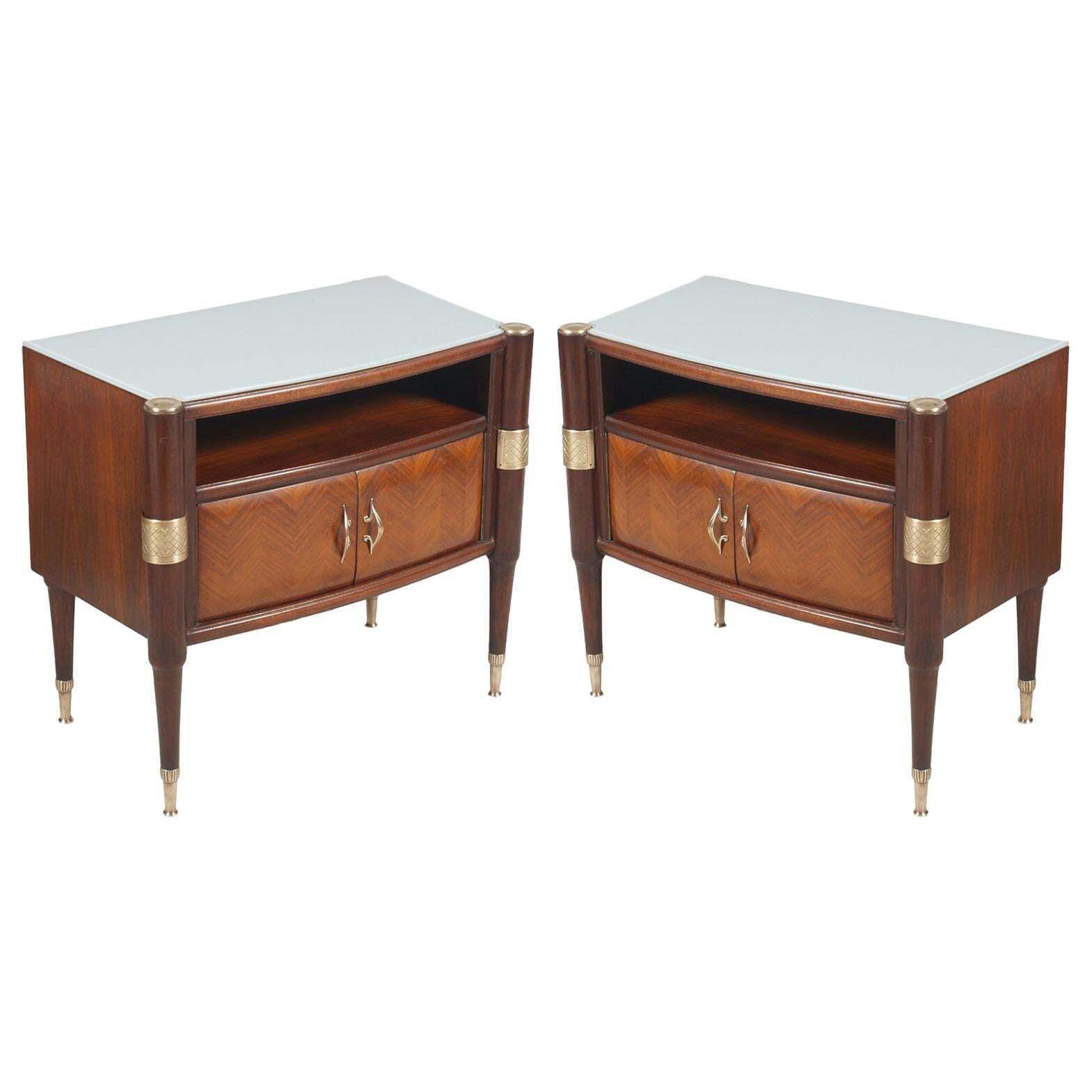 Mid Century Modern Pair Pier Luigi Colli Nightstands, By Permanente Cantù, Italy