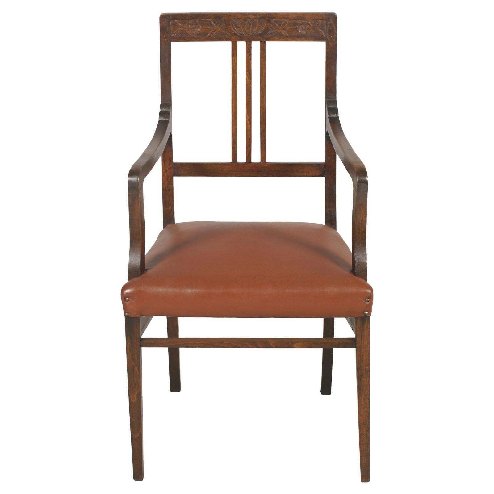 1890s French Armchairs Art Nouveau, Hand Carved Walnut, Restored & Wax Polished photo Furniture