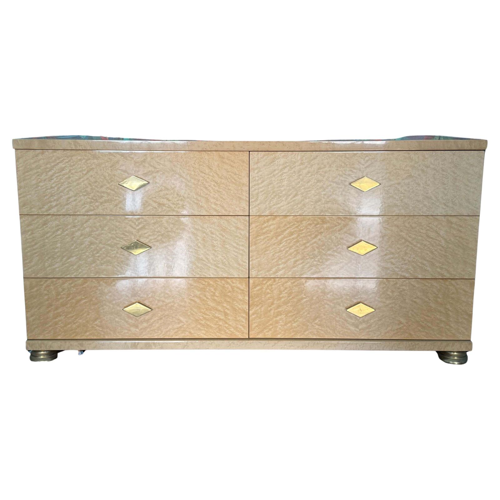 Maple And Brass Chest Of Drawers Italy 1970 Tommaso Barbi Design