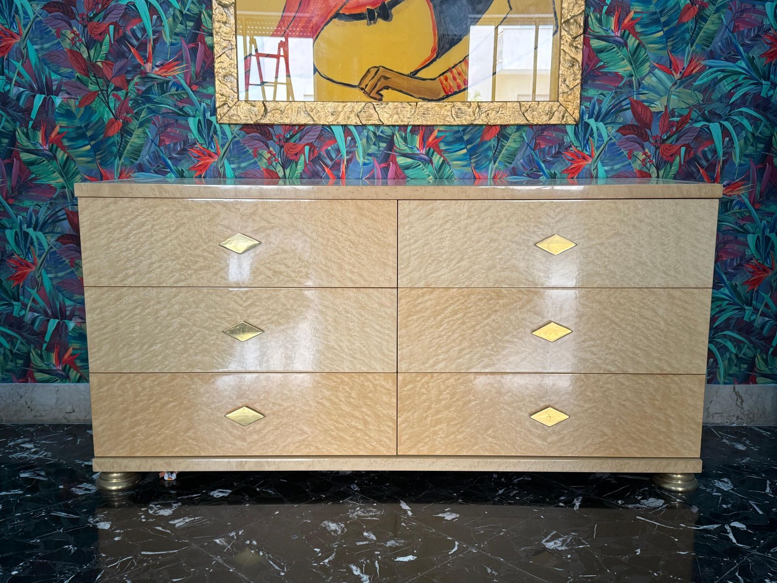 Maple And Brass Chest Of Drawers Italy 1970 Tommaso Barbi Design photo furniture