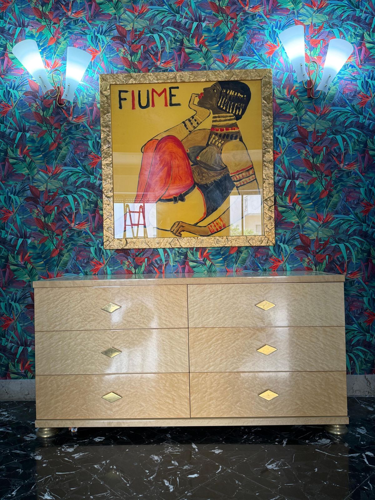 photo for sale Maple And Brass Chest Of Drawers Italy 1970 Tommaso Barbi Design