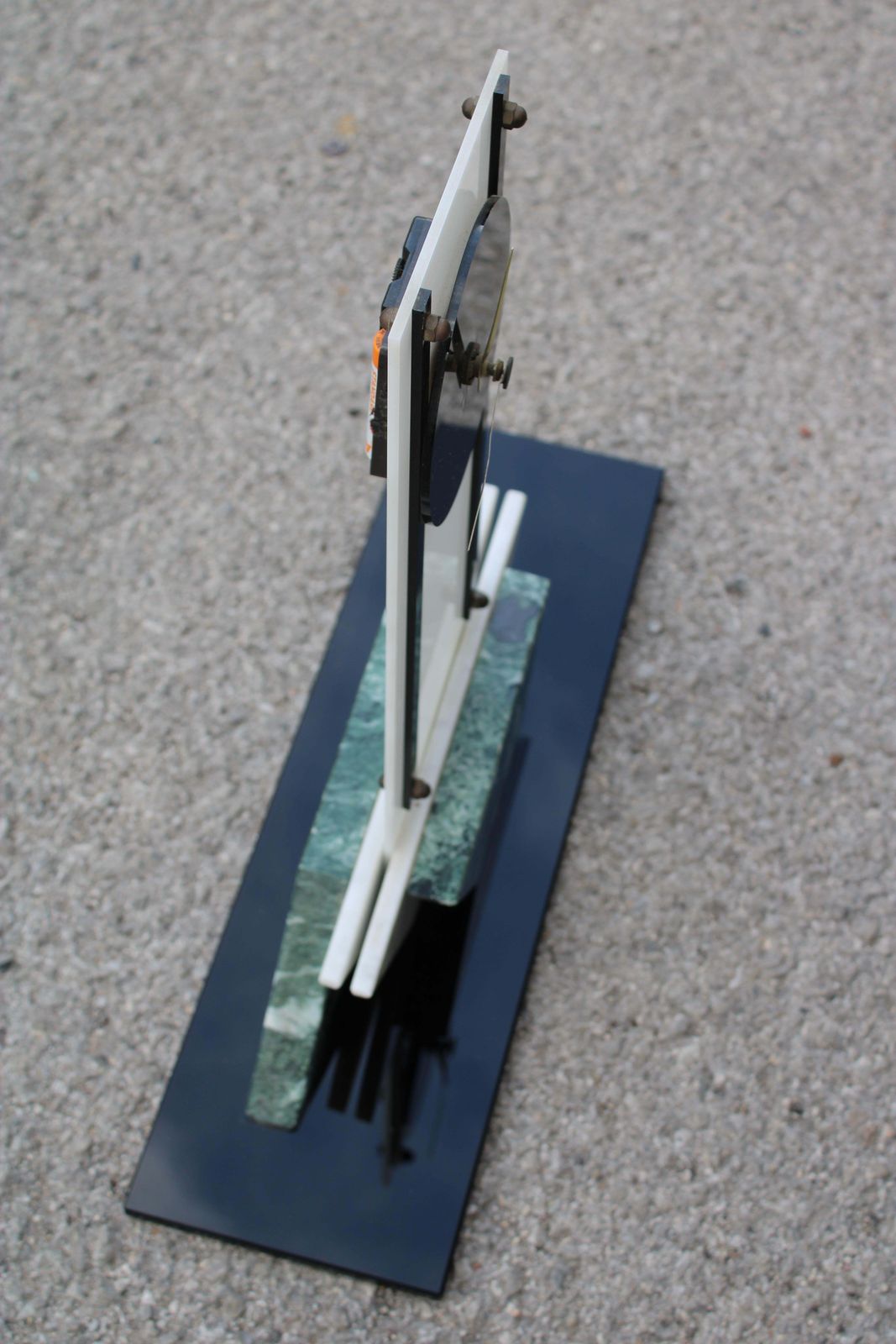 photo furniture Art Deco Plexiglass Marble And Black Glass Table Clock