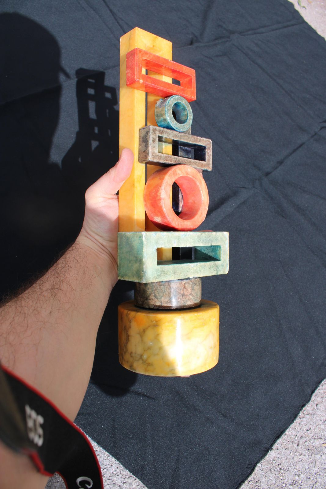 Colored Marble Sculpture Abstract Italy 1960s Geometric Figures photo Art