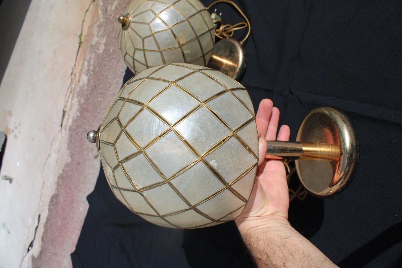 photo buy Pair Of Decorative Brass Table Lamps Italy 1970s