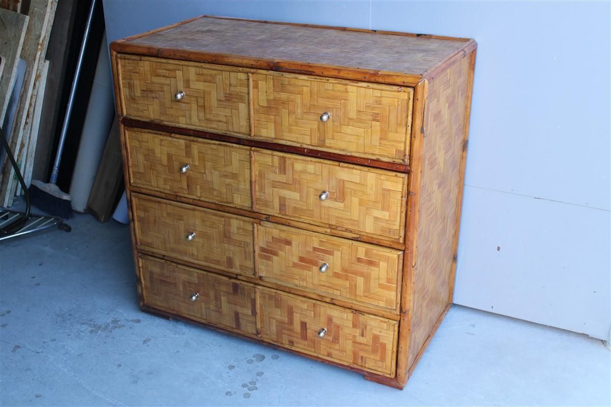 Midcentury Chest Of Drawers In Bamboo Brass Italian 1950s photo furniture