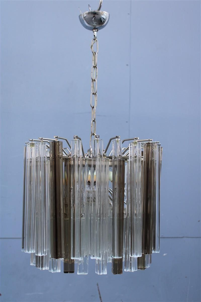 Venini Quadrifogio Italia 1970s Round Chandelier Chromed Metal Structure photo furniture