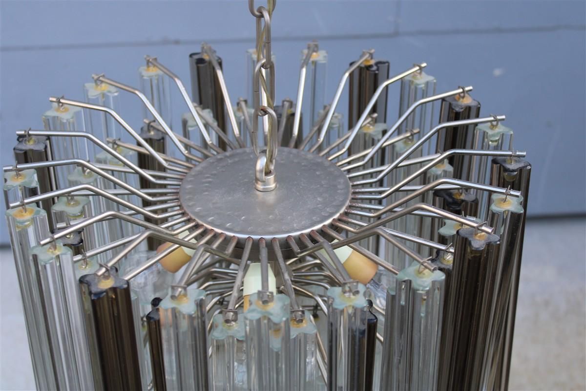 Venini Quadrifogio Italia 1970s Round Chandelier Chromed Metal Structure photo Lighting