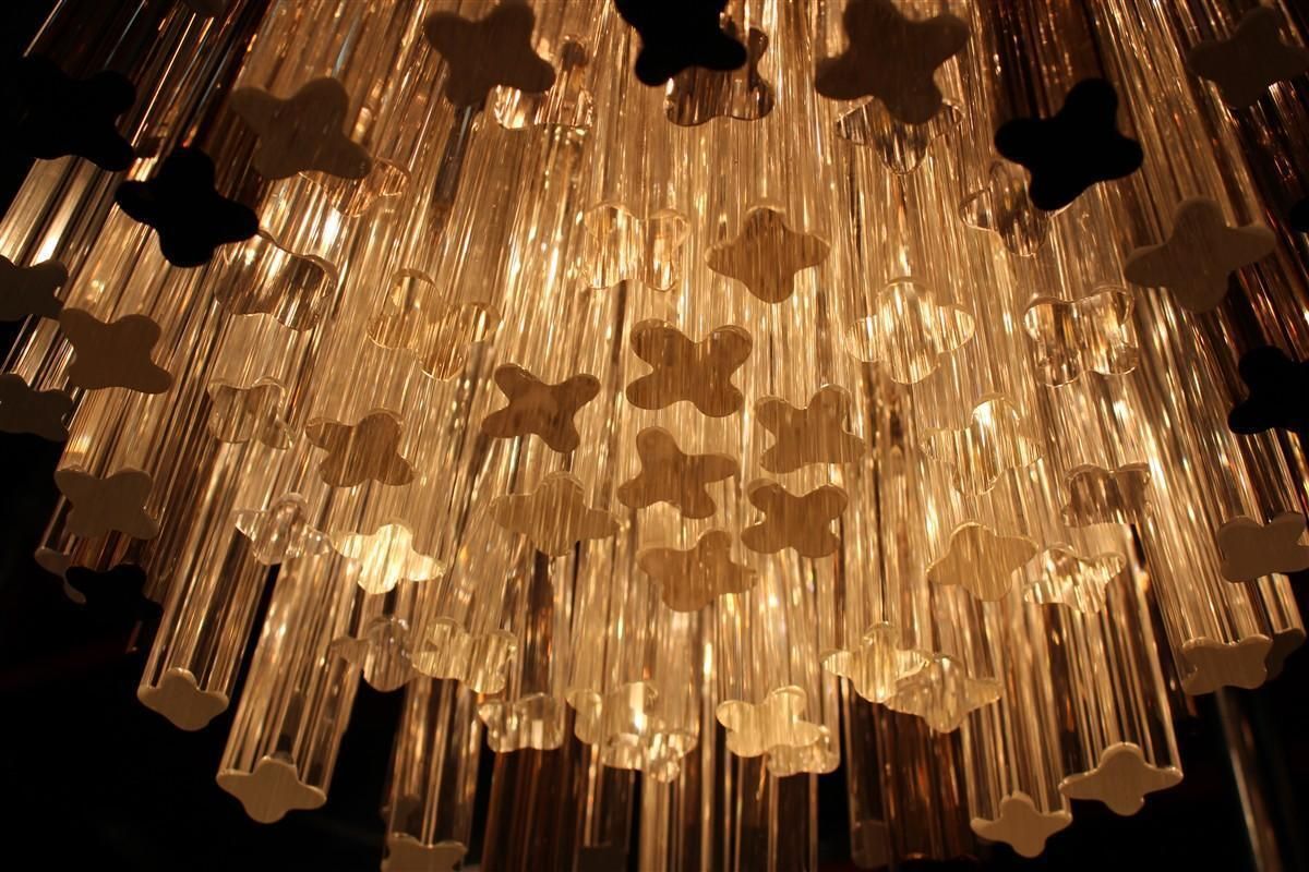 2975.0 Venini Quadrifogio Italia 1970s Round Chandelier Chromed Metal Structure photo
