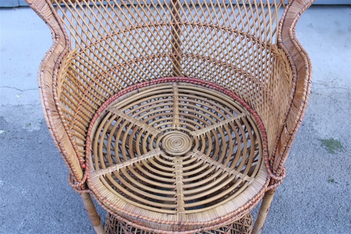 Large Decorative Italian Straw Chair From Around 1950, Franco Albini Style photo vinterior