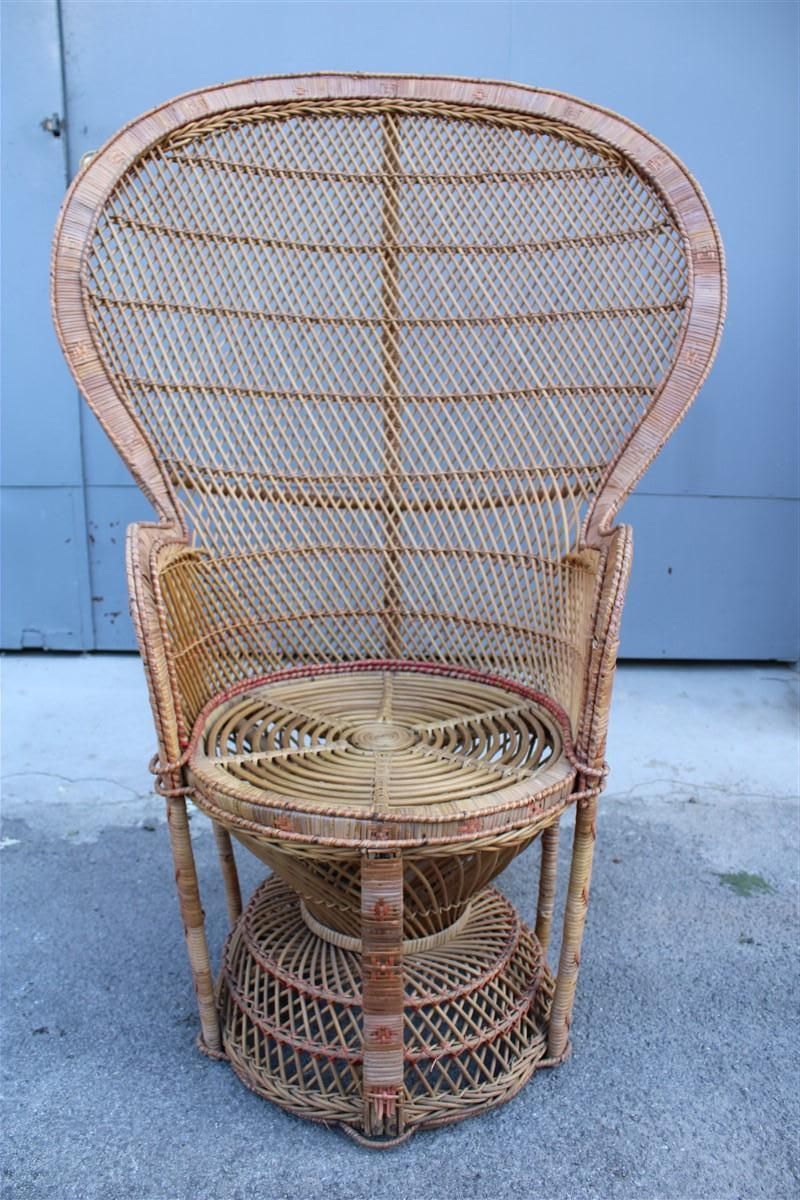Large Decorative Italian Straw Chair From Around 1950, Franco Albini Style photo vintage