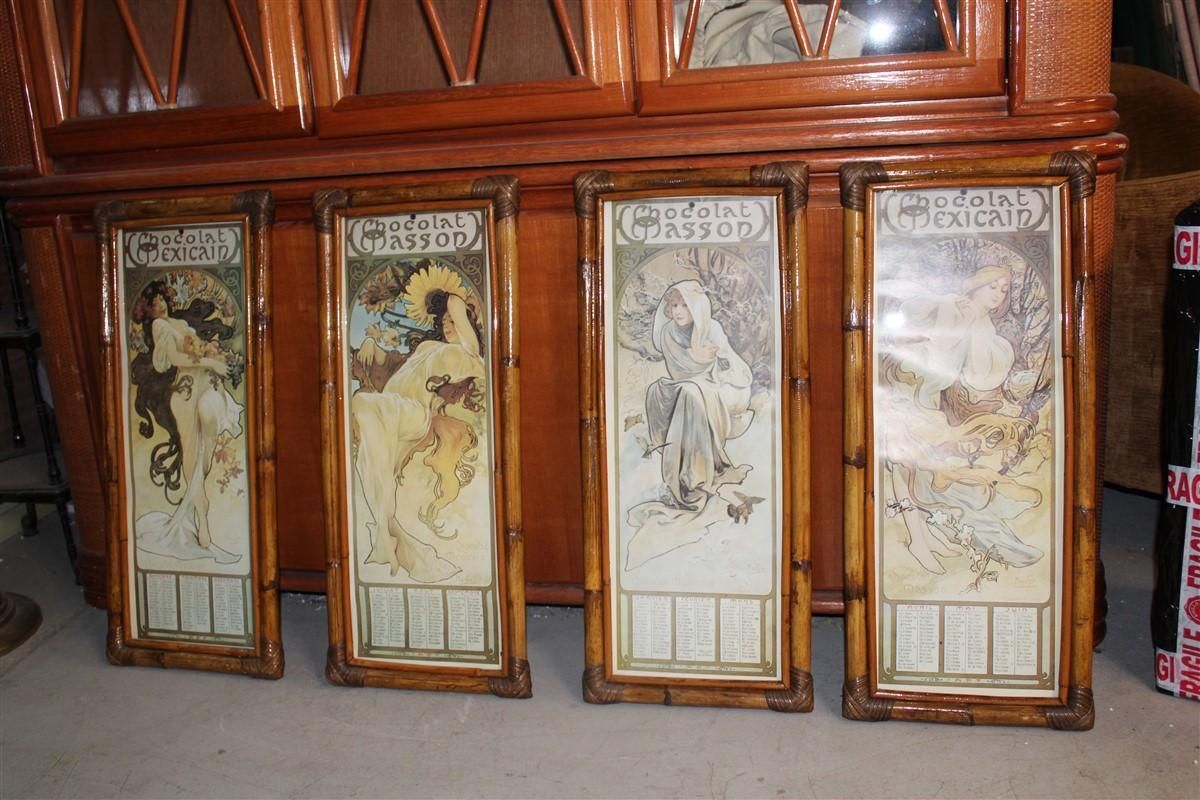 Picture Frames Bamboo Figures Of Women Art Nouveaux Calendar Year 1887 photo for sale