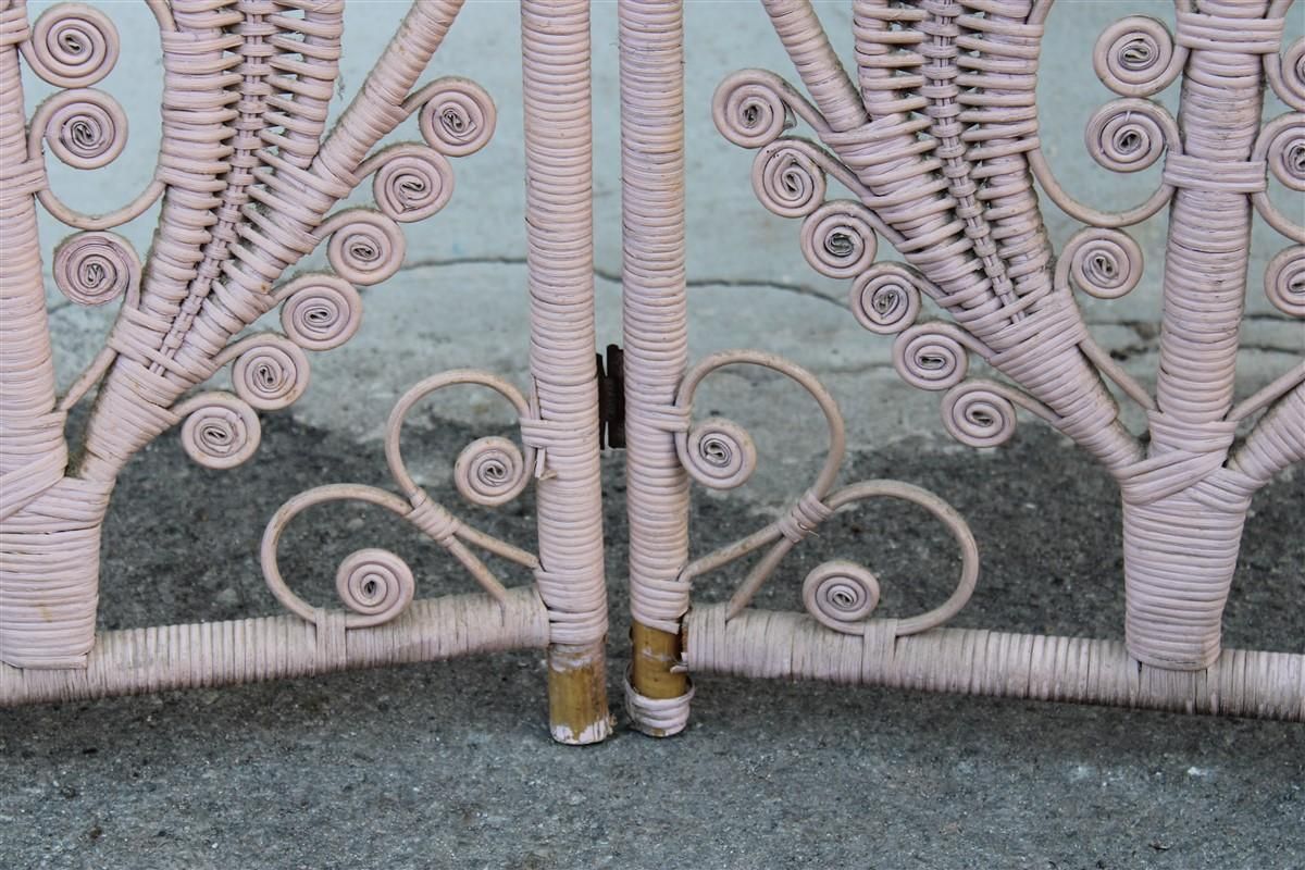 Hand Woven Bamboo Screen Partition Italian 1960s Pink photo buy