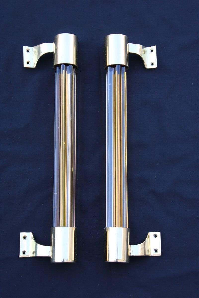 Pair Mid Century Venini Handles Brass Shiny And Murano Glass 1950s Made In Italy photo furniture