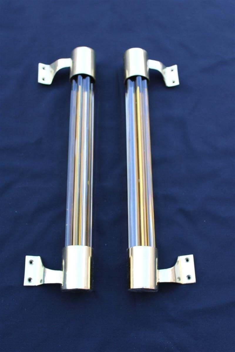 photo furniture Pair Mid Century Venini Handles Brass Shiny And Murano Glass 1950s Made In Italy