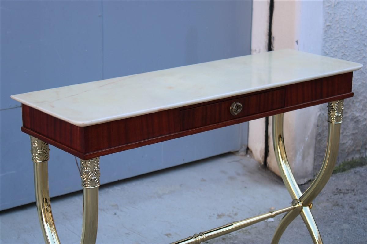 photo vinterior Console Neoclassical Style Paolo Buffa Design 1950 Italy Brass Marble Wood