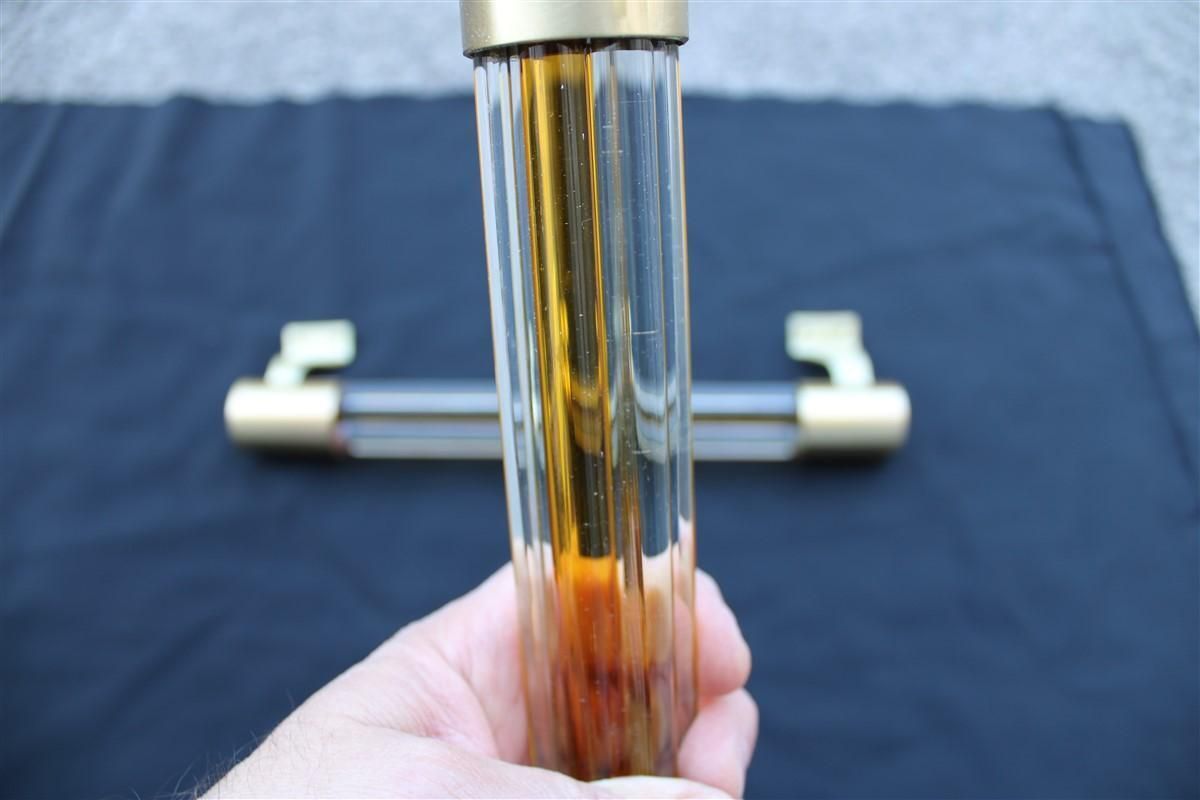 Pair Mid Century Venini Handles Brass Satin And Murano Glass 1950s Made In Italy photo vintage