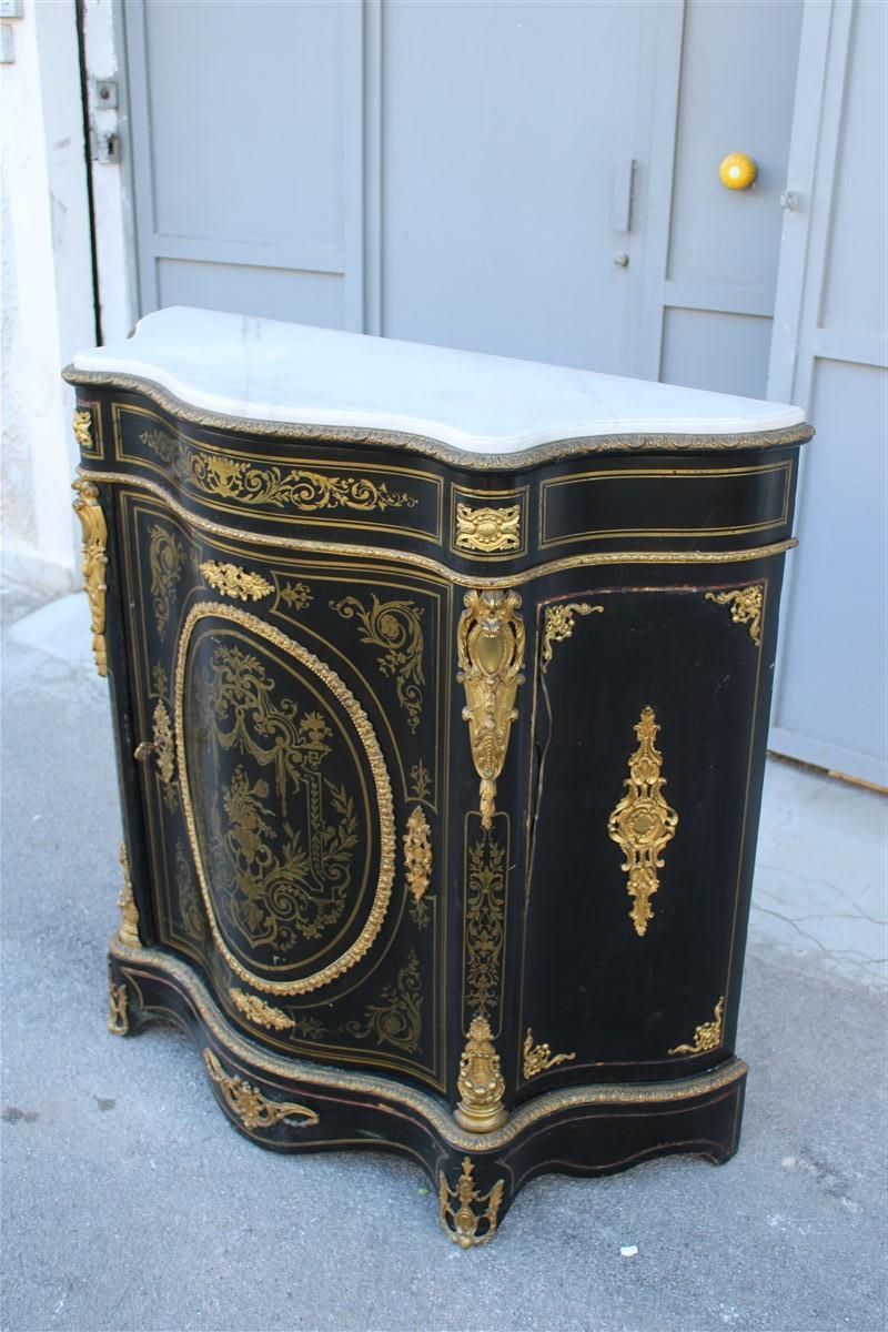 Cabinet Black And Gold Napoleon III 1860 France Marble Top André Charles Boulle photo 5099.0