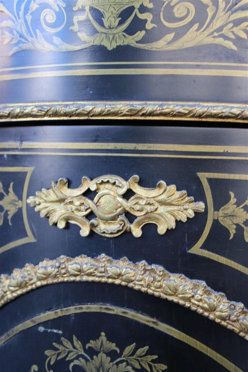 Furniture Cabinet Black And Gold Napoleon III 1860 France Marble Top André Charles Boulle photo