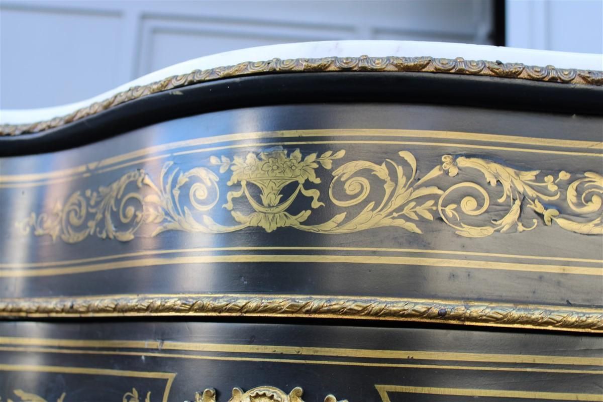 5099.0 Cabinet Black And Gold Napoleon III 1860 France Marble Top André Charles Boulle photo