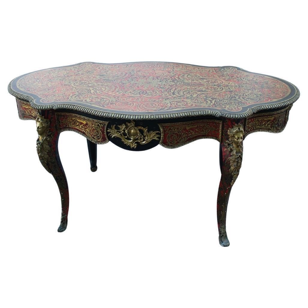 Rare Napoleon III Boulle Desk  1860 France André Charles Boulle