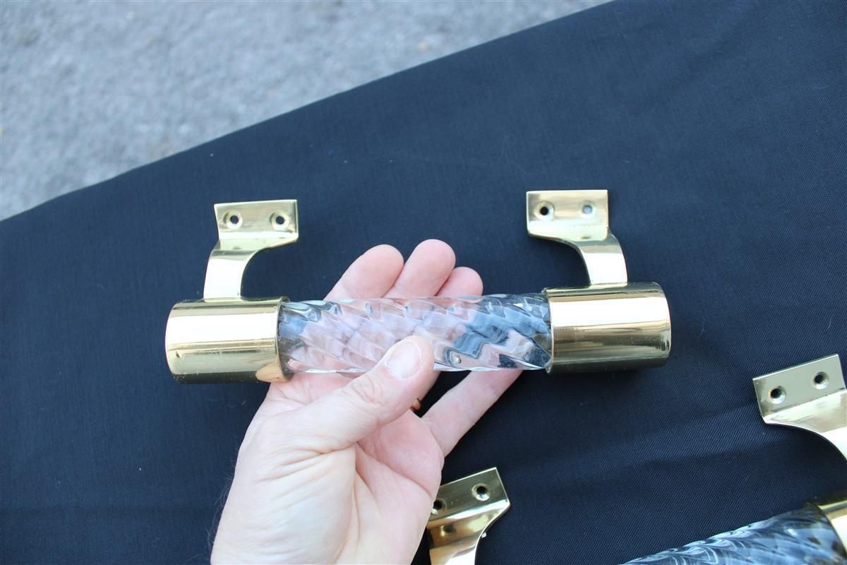 Pair Of Venini Handles In Murano Glass Torcello And Brass 1940s Gold photo vinterior