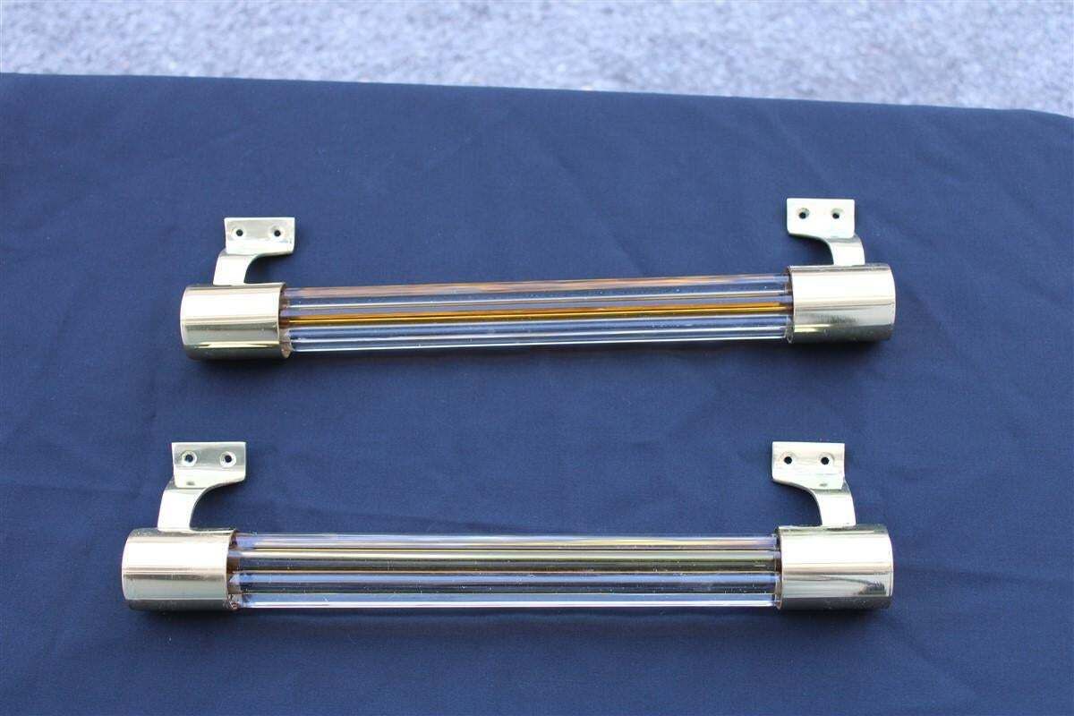 Pair Of Large Venini Style Handles In Murano Glass Torcello Brass 1940s Orange photo furniture
