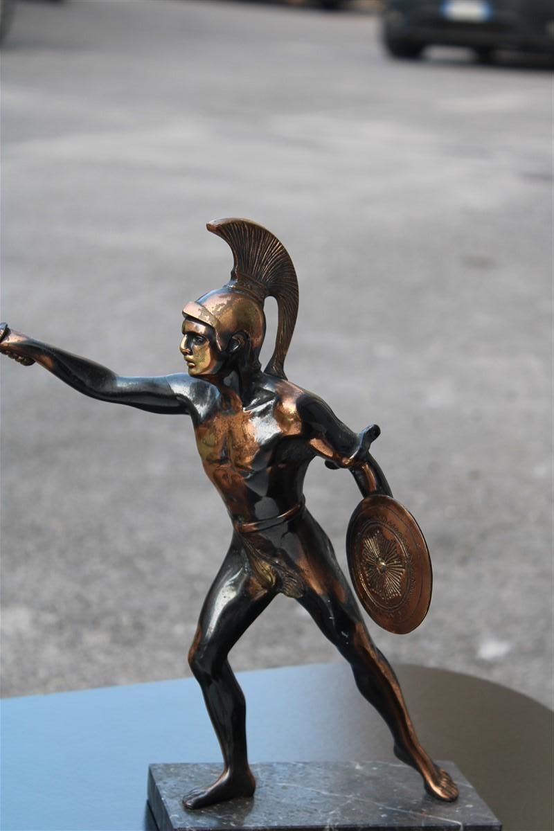 Figurative Sculpture In Aged Metal Of A Roman Warrior Gladiator 1950 photo Art