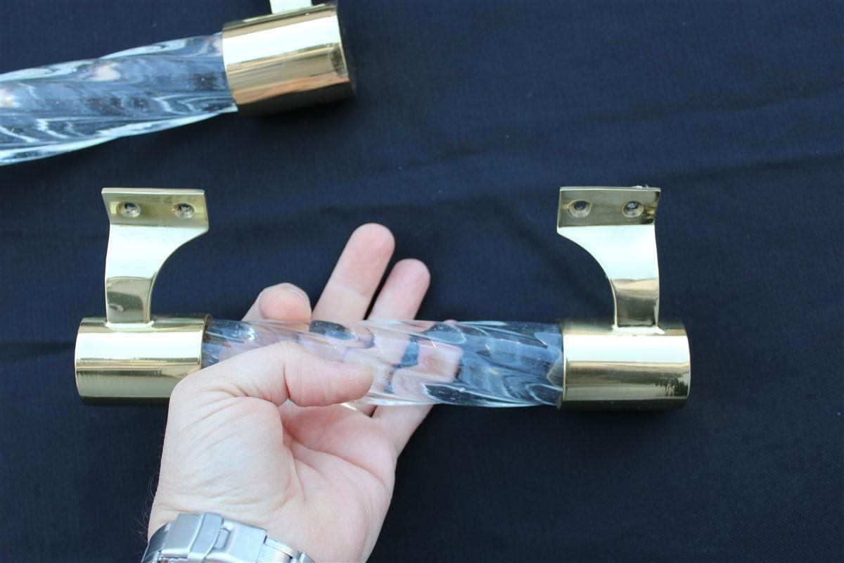 Pair Of Venini Handles In Murano Glass Torcello And Brass 1940s Gold photo 1275.0